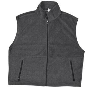 Columbia Men's 2XL Gray Polyester Fleece Full Zip Vest Solid Pockets Sleeveless